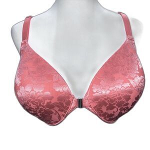 Soma Vanishing Back Full Coverage Front-Close Lace Underwire Bra Coral Rose 38DD
